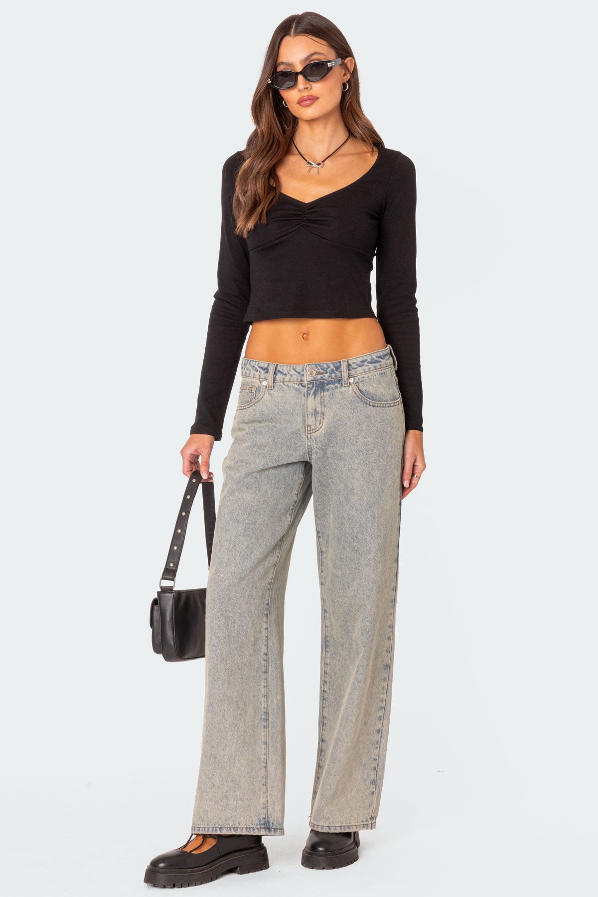 Nat Ruched V Neck Top - Image 2