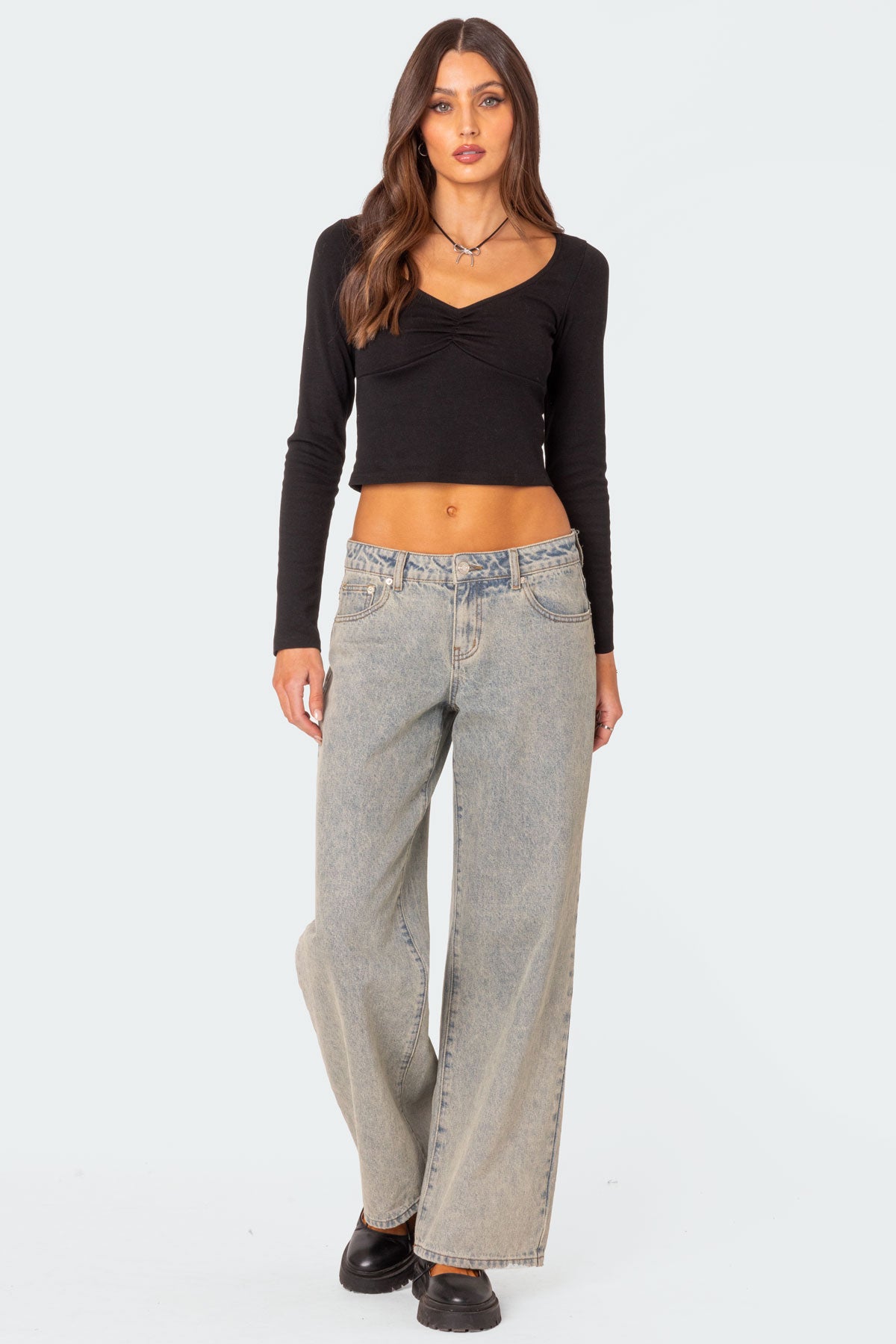 Nat Ruched V Neck Top - Image 5