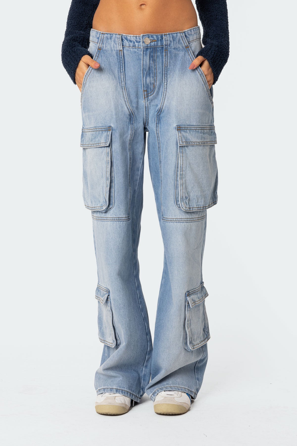 Tara Low Rise Denim Cargo Jeans - Image 2