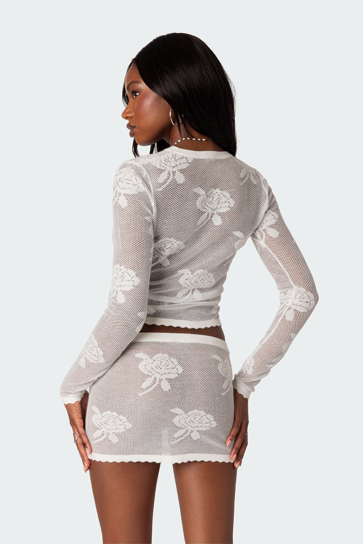 Saga Embroidered Sheer Knit Top - Image 4