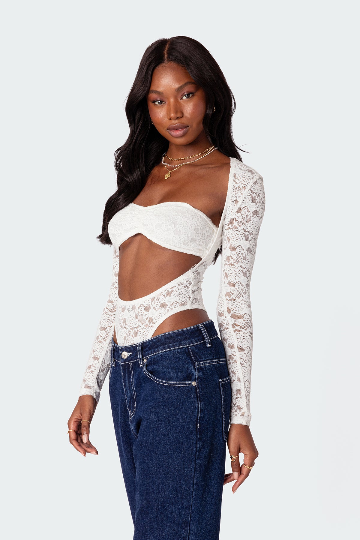 Zoey Sheer Lace Two Piece Bodysuit - Image 4