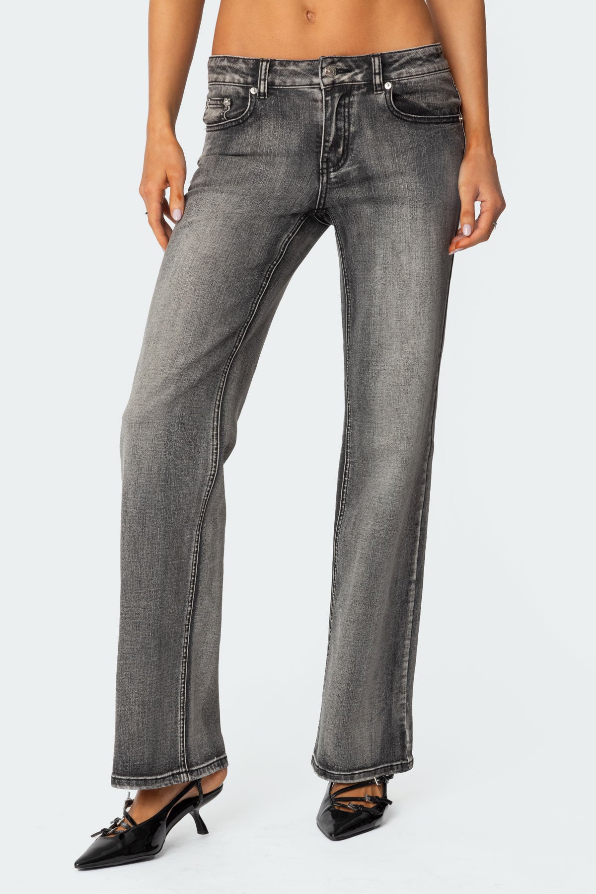 Boot Cut Washed Low Rise Jeans - Image 2