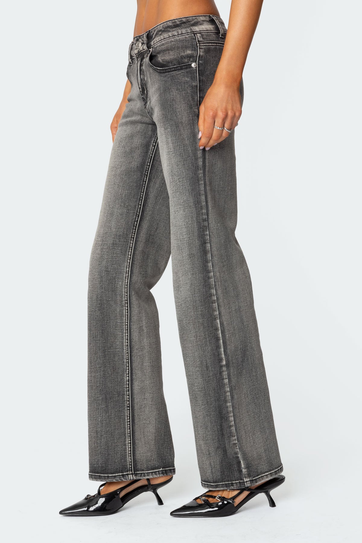 Boot Cut Washed Low Rise Jeans - Image 3