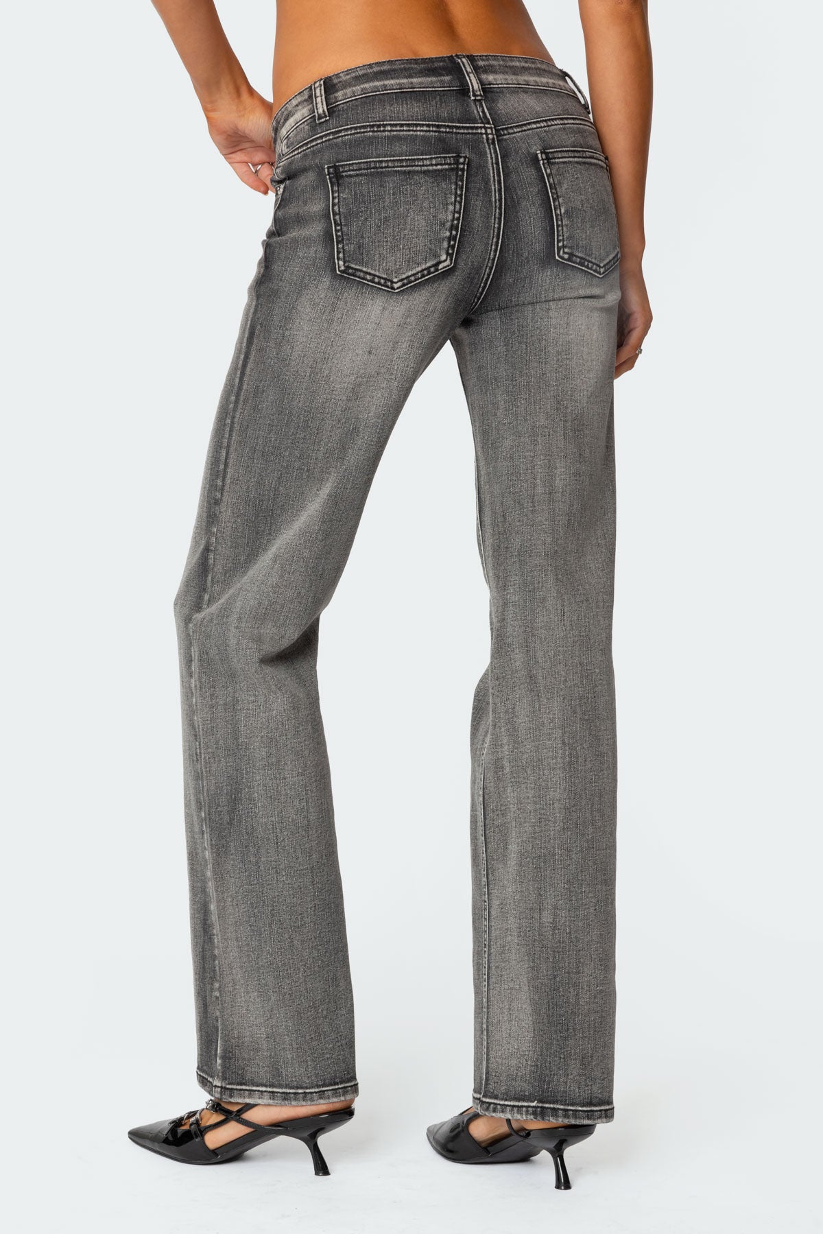 Boot Cut Washed Low Rise Jeans - Image 4