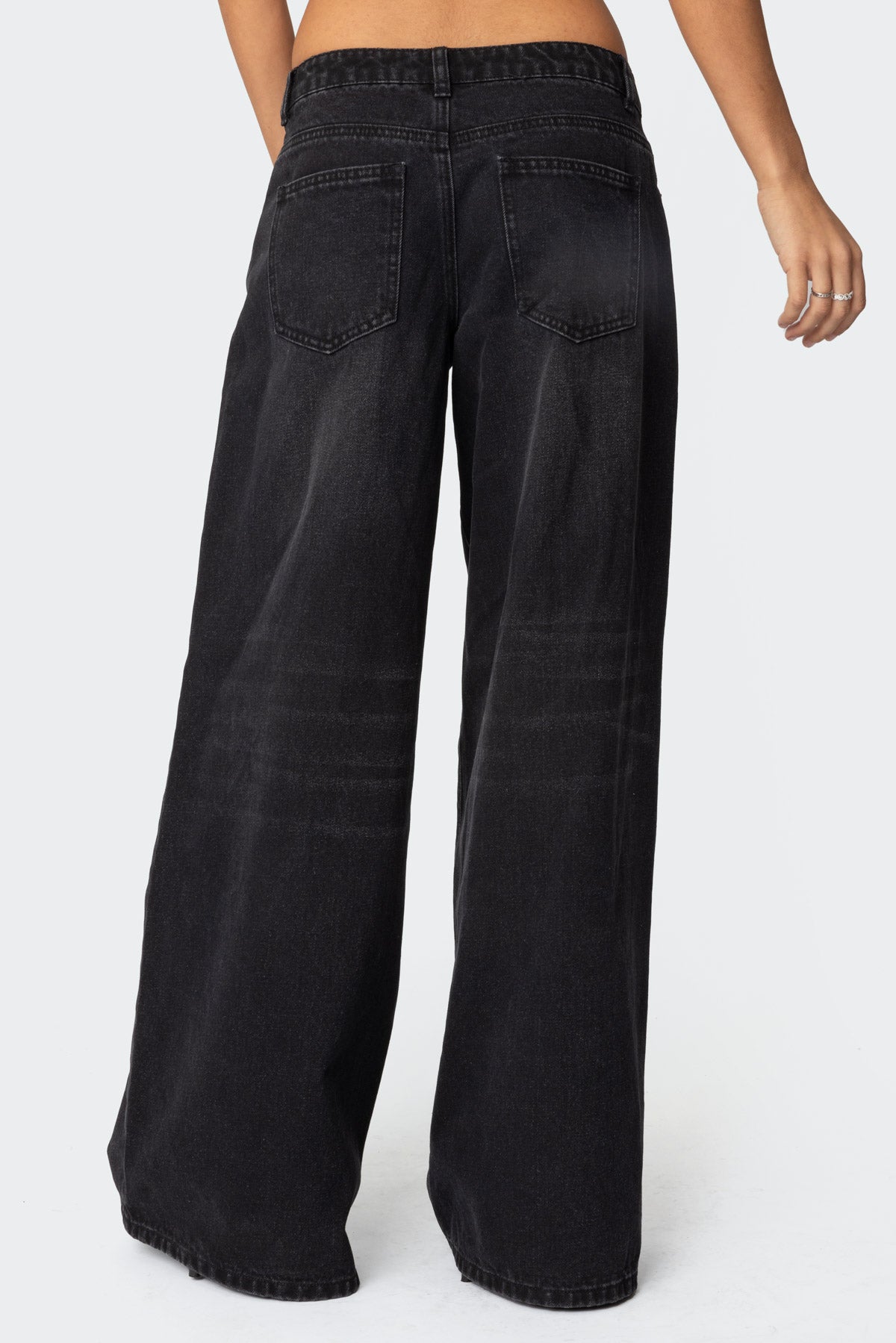 Pleated Detail Low Rise Jeans - Image 5