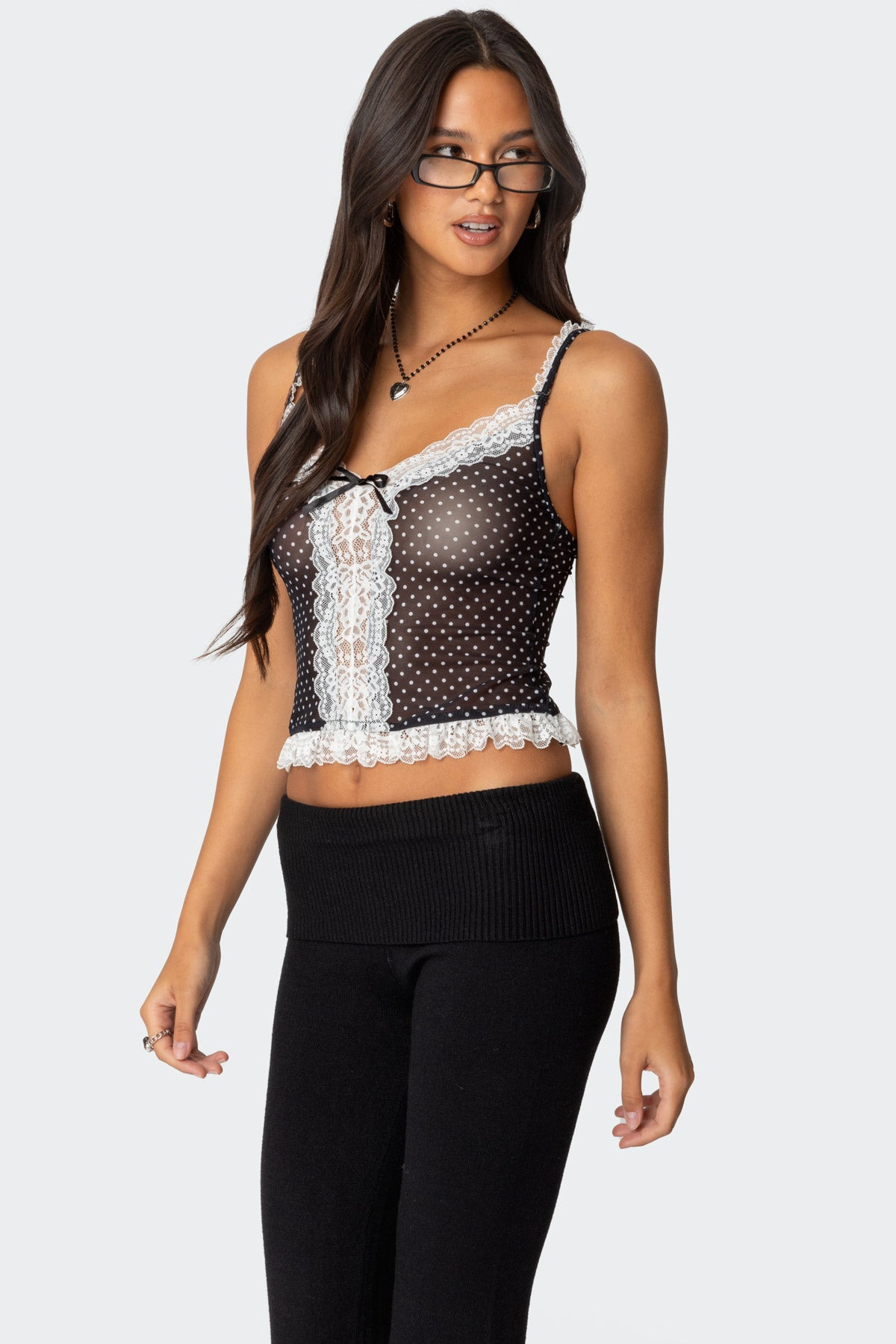 Polka Dot Sheer Mesh Tank Top - Image 3