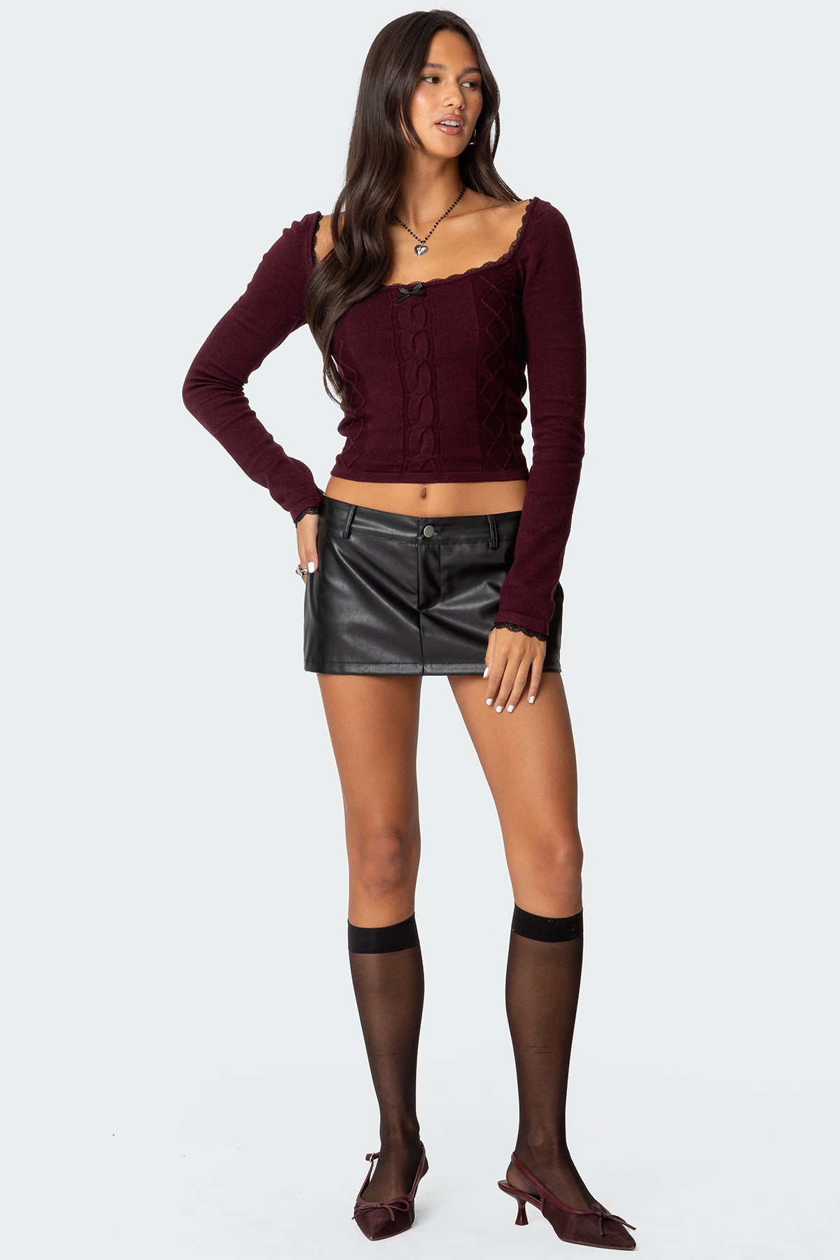 Ansley Lacey Cable Knit Top - Image 5