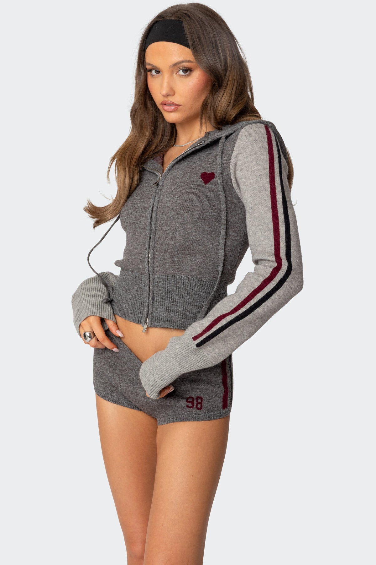 Heart Knit Zip Up Hoodie - Image 4
