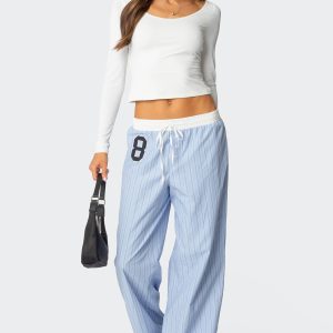 Erez Contrast Waist Striped Pants