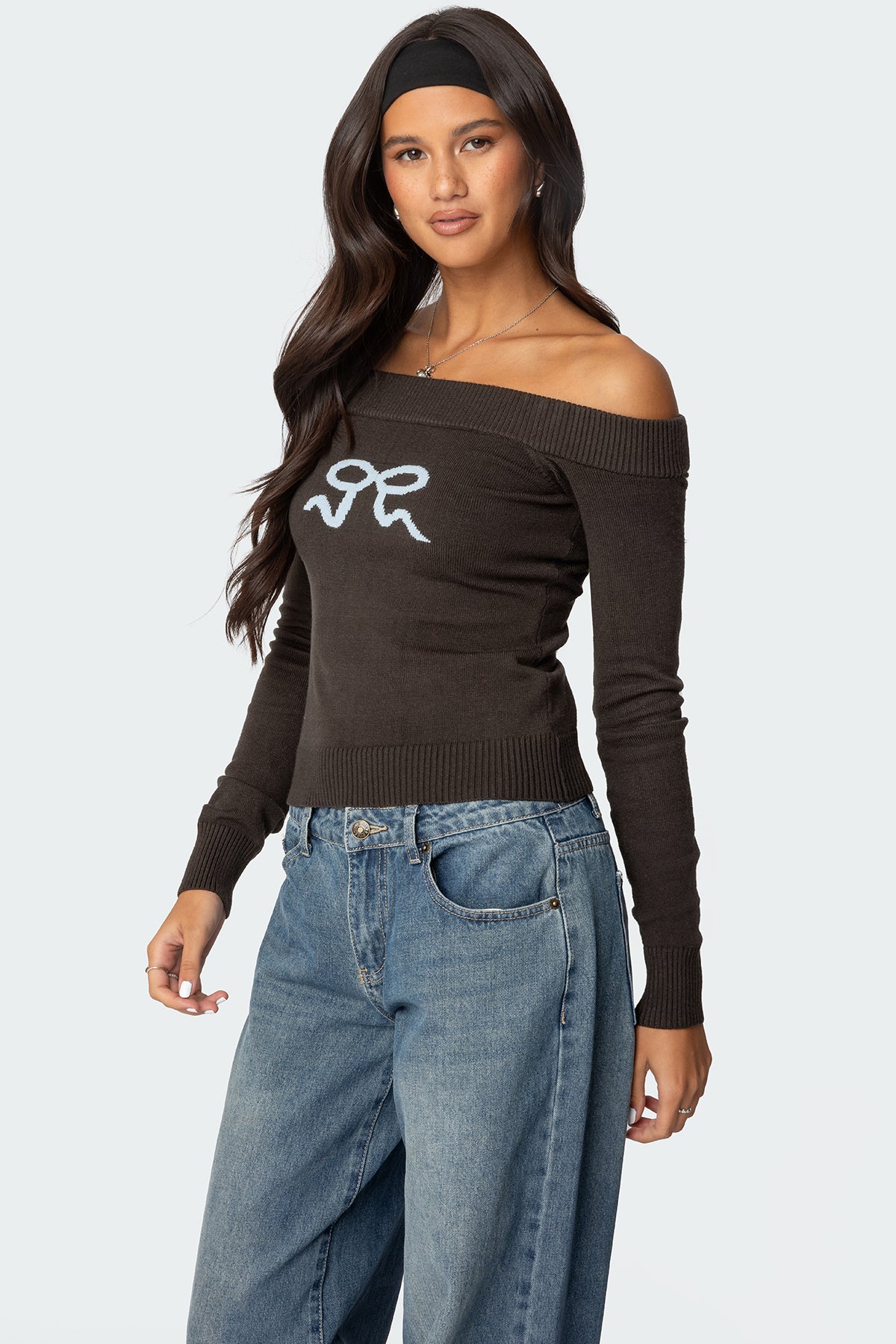 Tj Off Shoulder Knit Bow Top - Image 3