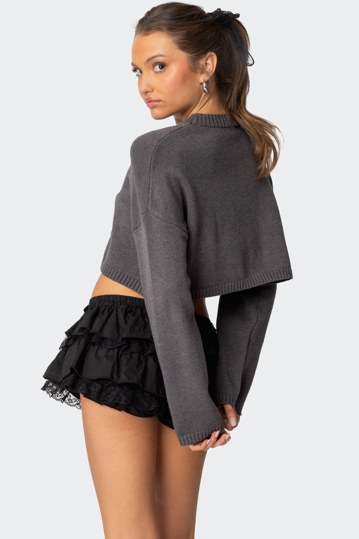 Knit Bow Cropped Sweater - Image 4