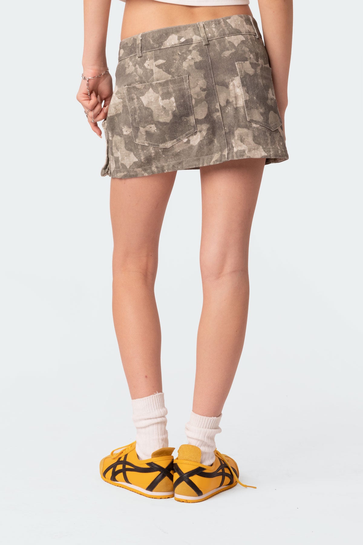 Camo Low Rise Denim Cargo Mini Skirt - Image 5