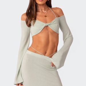 Celeste Off Shoulder Twist Crop Top