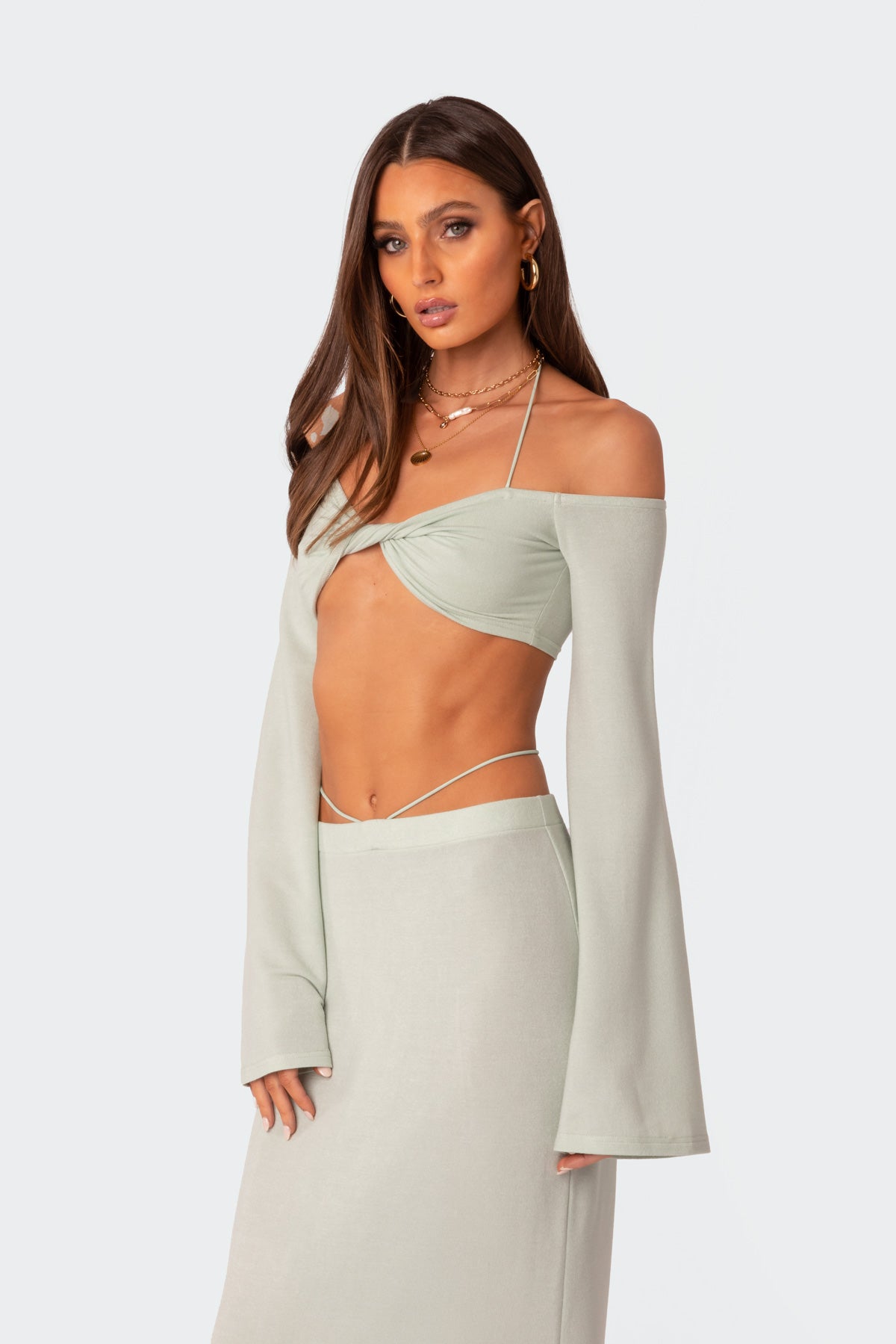 Celeste Off Shoulder Twist Crop Top - Image 3