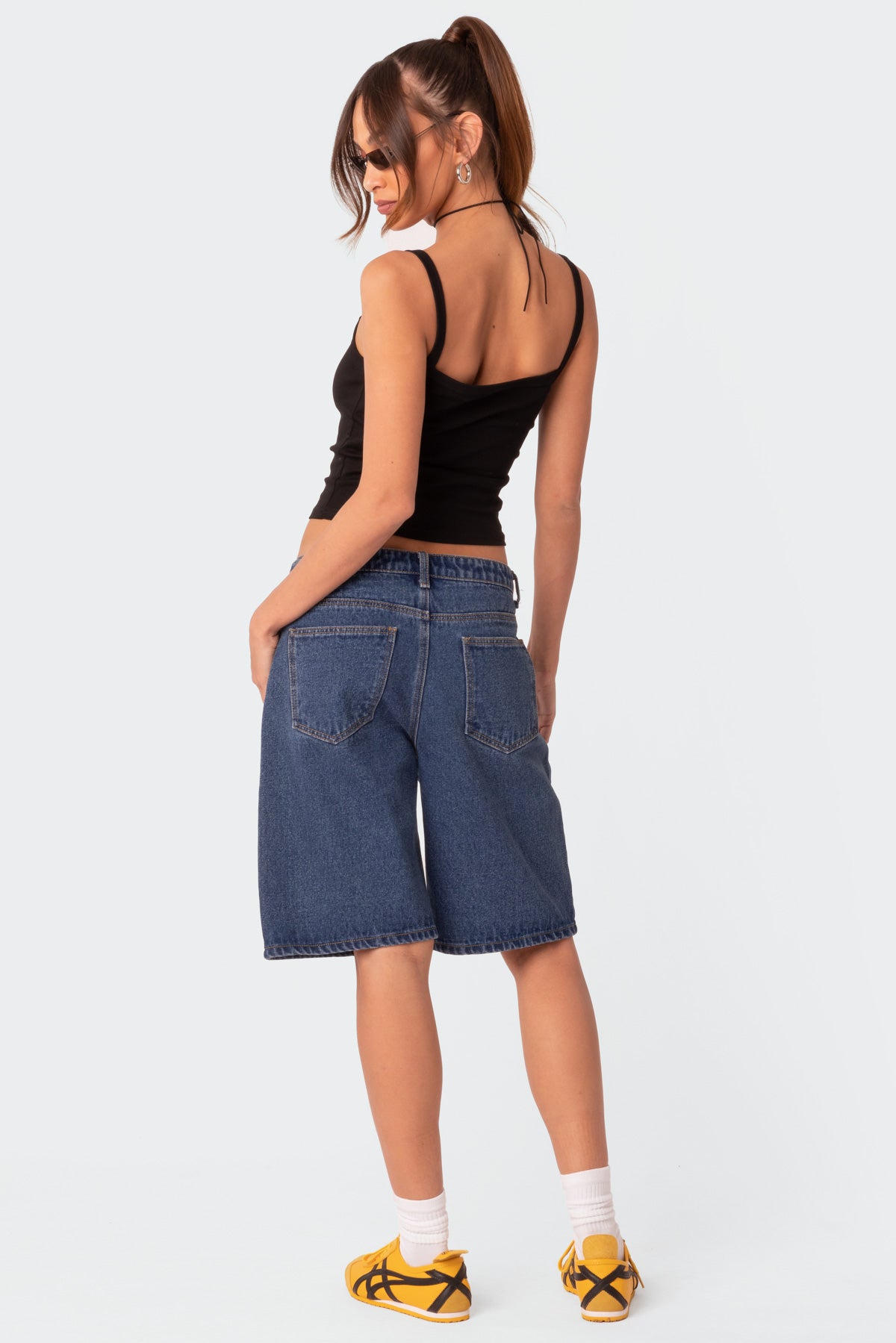 Oversized Low Rise Denim Bermuda Shorts - Image 4