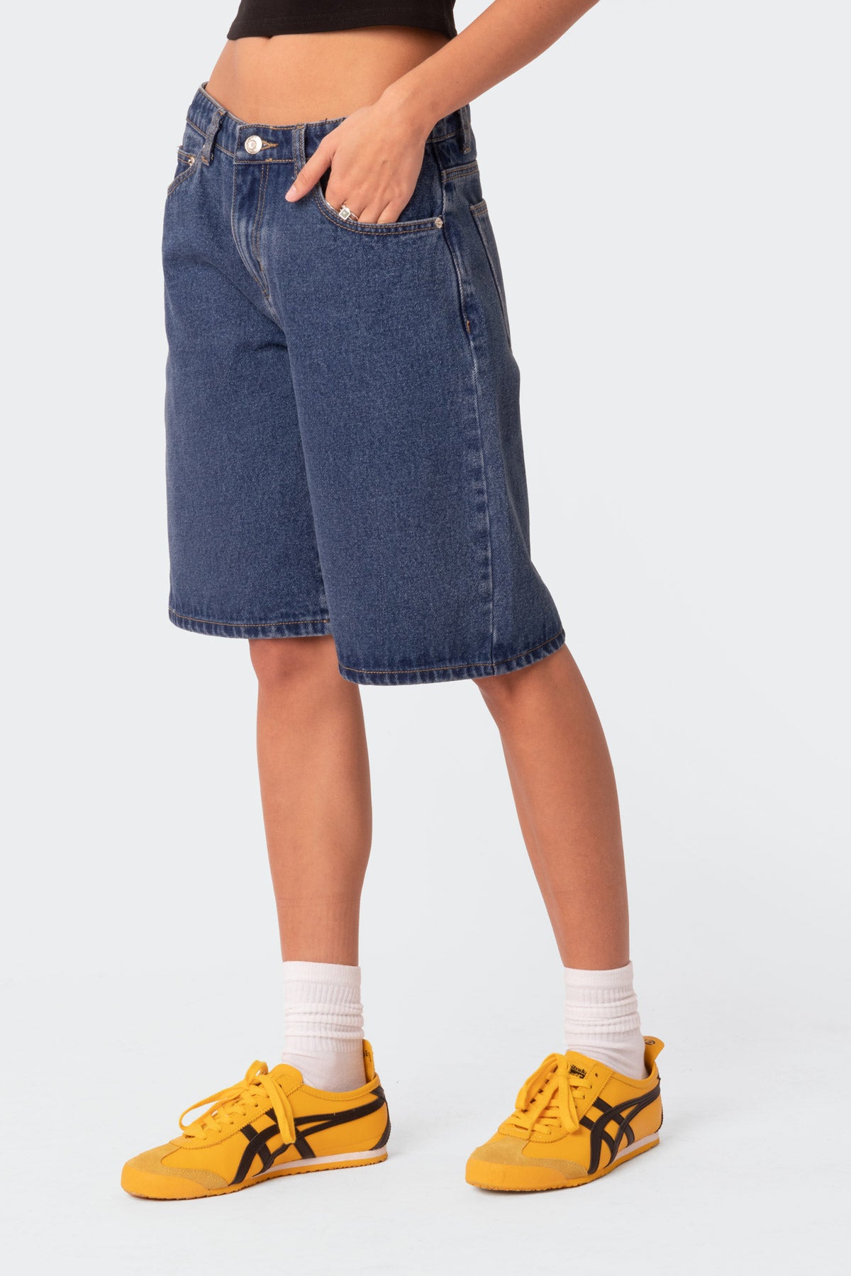 Oversized Low Rise Denim Bermuda Shorts - Image 3