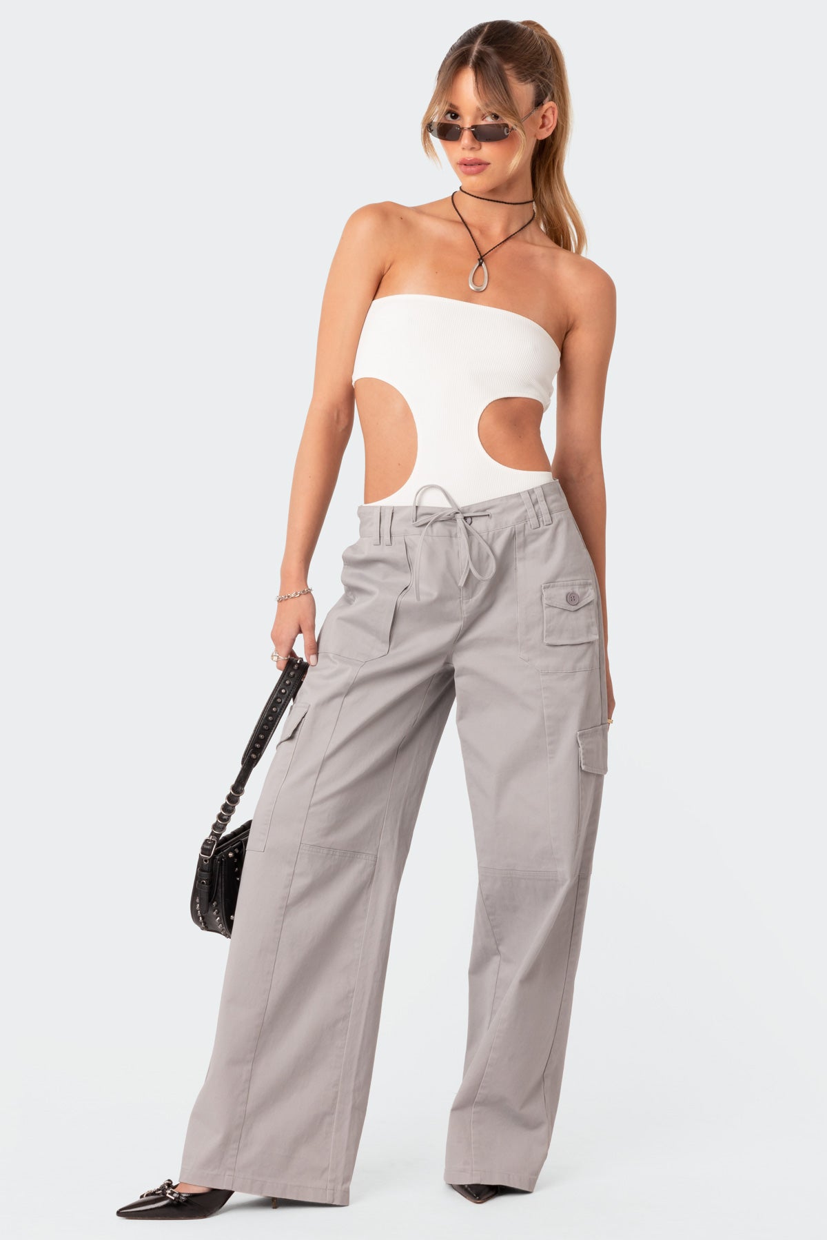 Vivie Ribbed Cut-Out Bodysuit - Image 2