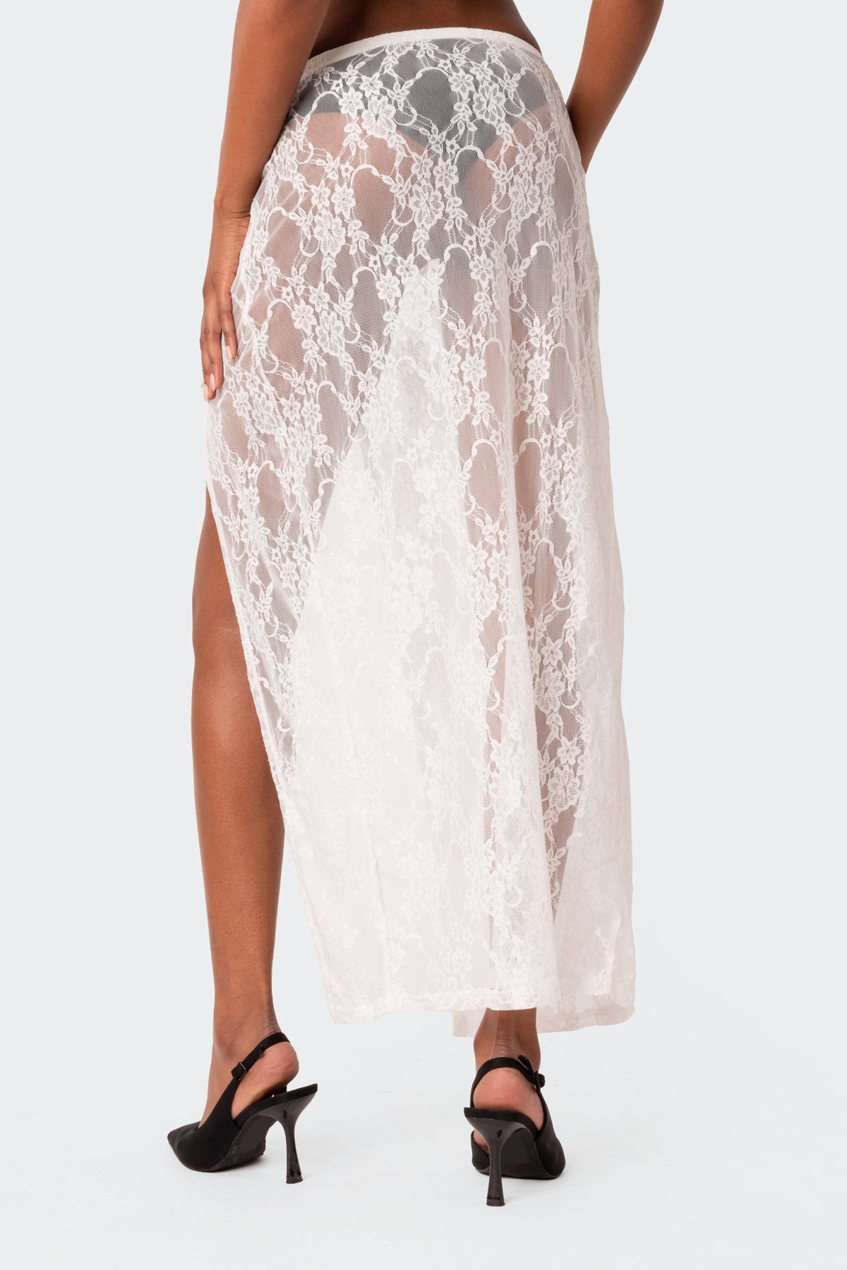 Aura Low Rise Sheer Lace Maxi Skirt - Image 5