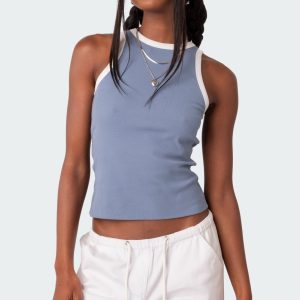 Contrast Ribbed Tank Top