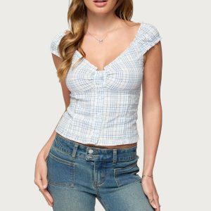 Dolsy Plaid Button Up Top