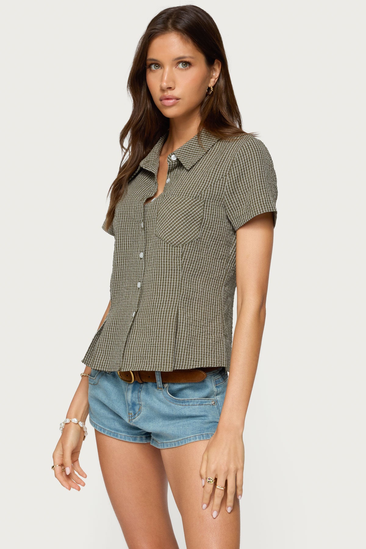 Alisa Plaid Tailored Button Up Shirt - Image 3