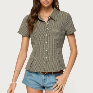 Alisa Plaid Tailored Button Up Shirt