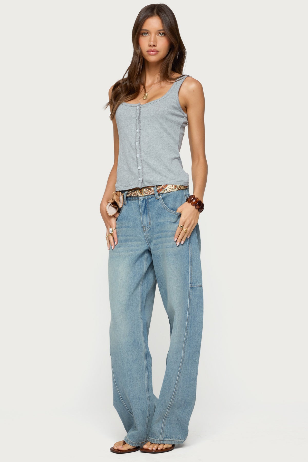 Gwenne Pointelle Button Up Tank Top - Image 4