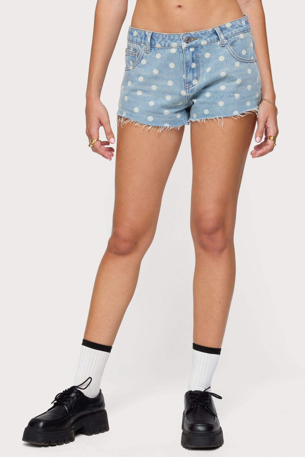 Josie Polka Dot Denim Shorts - Image 2