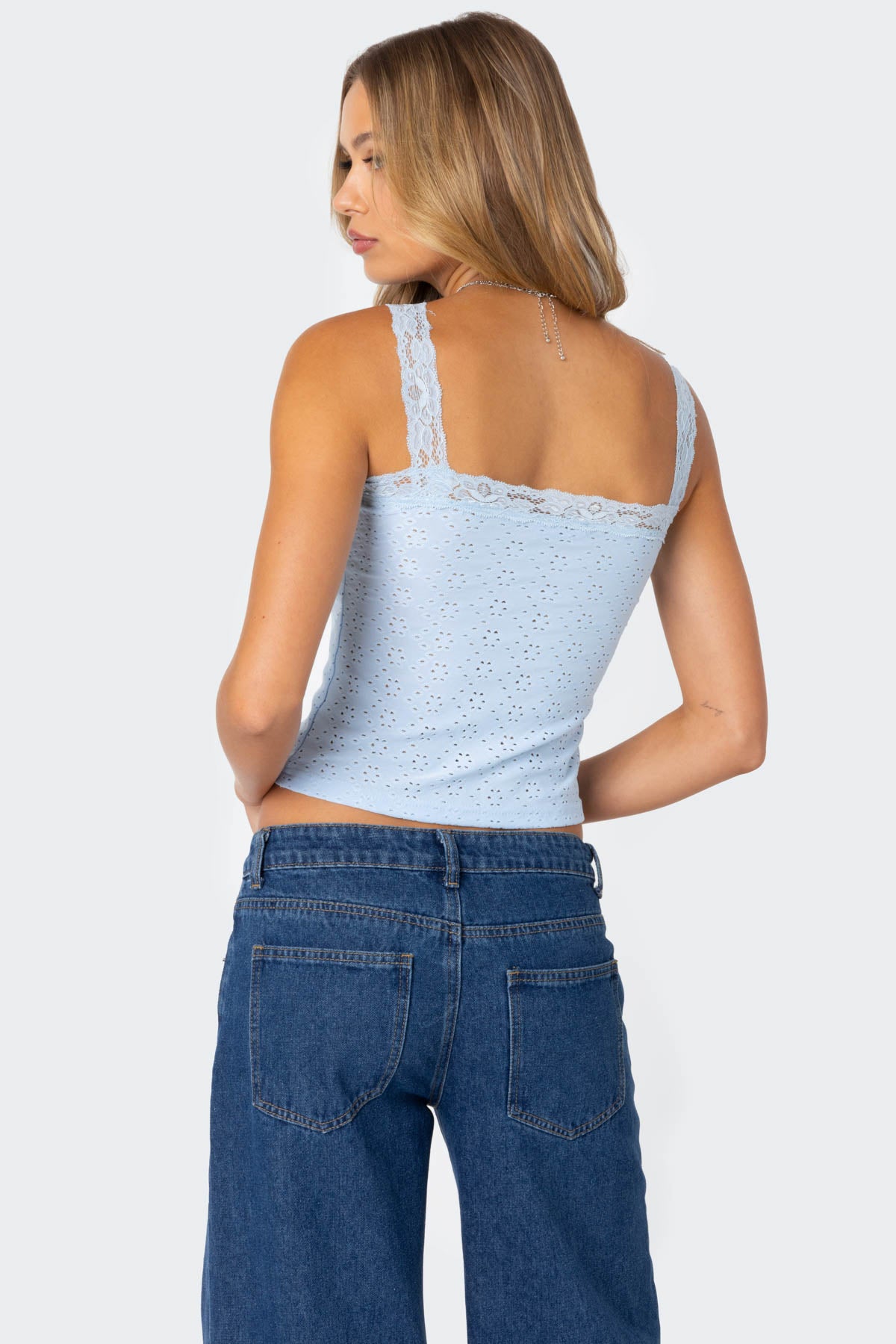 Virginia Lace Trim Eyelet Tank Top - Image 5