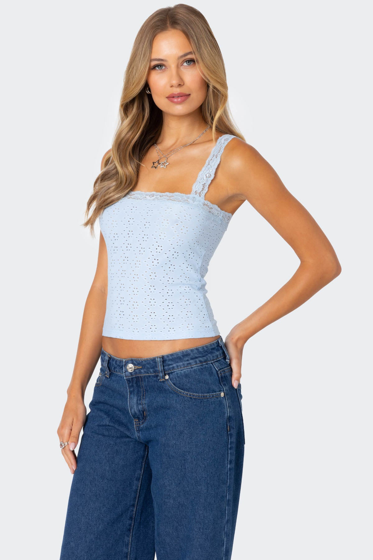 Virginia Lace Trim Eyelet Tank Top - Image 3