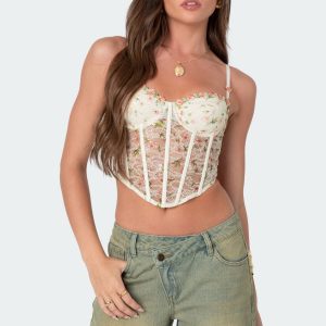 Embroidered Sheer Lace Corset