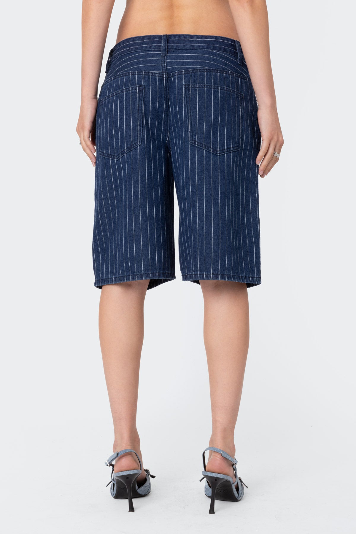 Pinstripe Denim Bermuda Shorts - Image 5