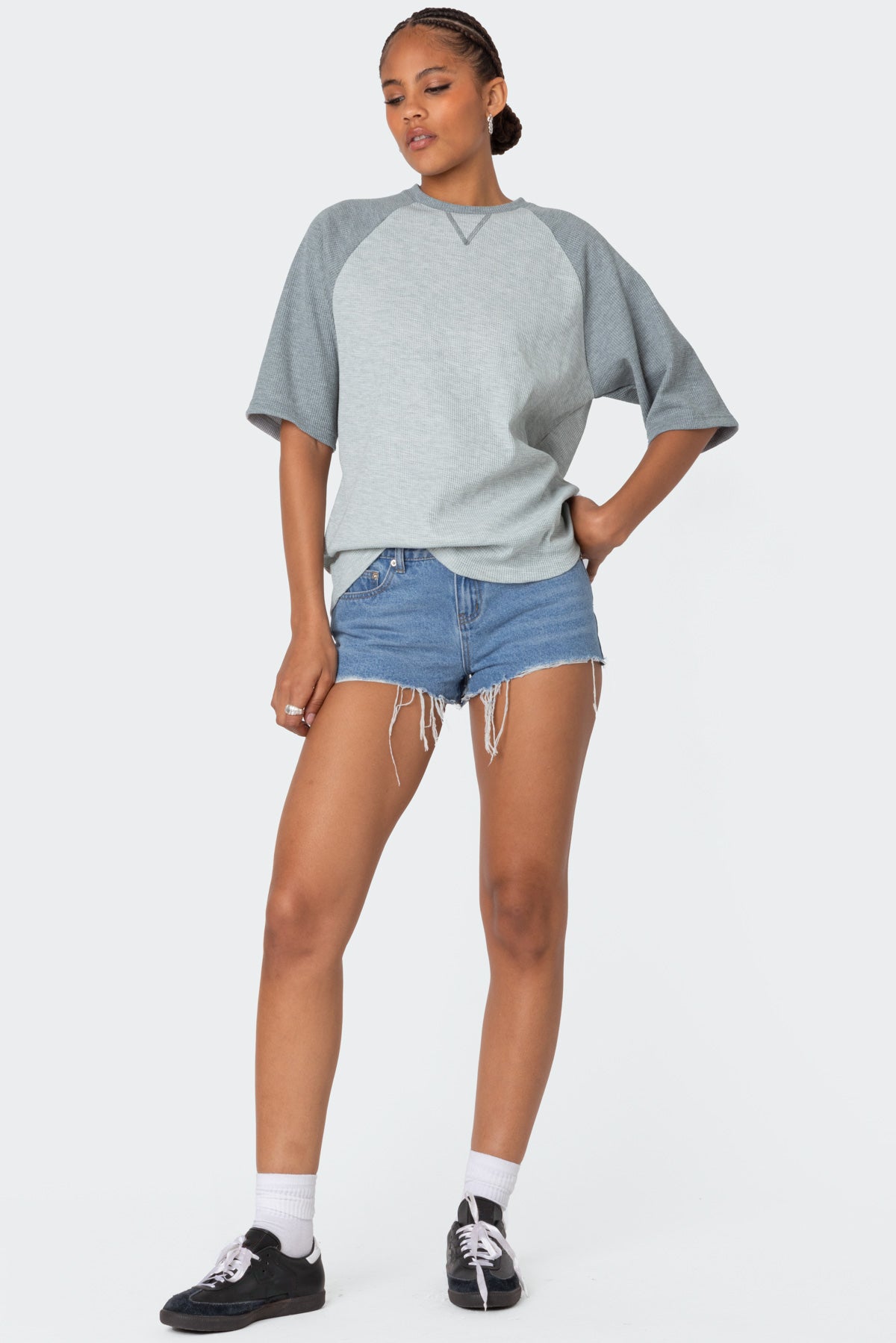Oversized Raglan Waffle T Shirt - Image 5