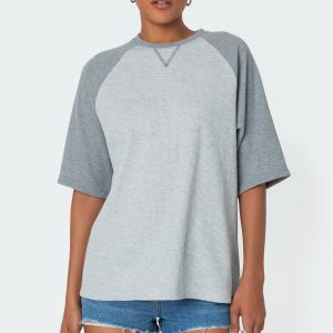 Oversized Raglan Waffle T Shirt