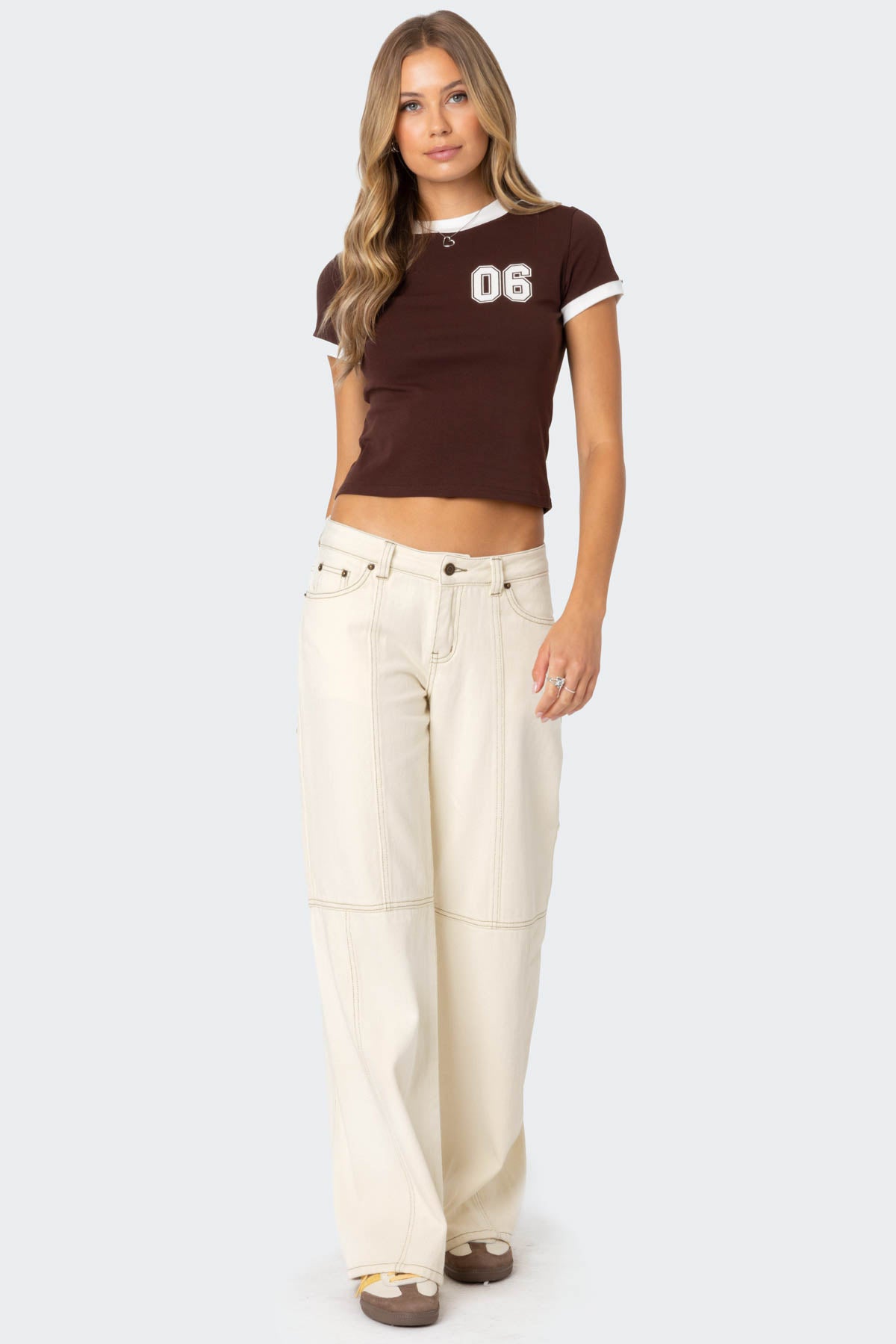 Contrast Stitch Low Rise Jeans - Image 3