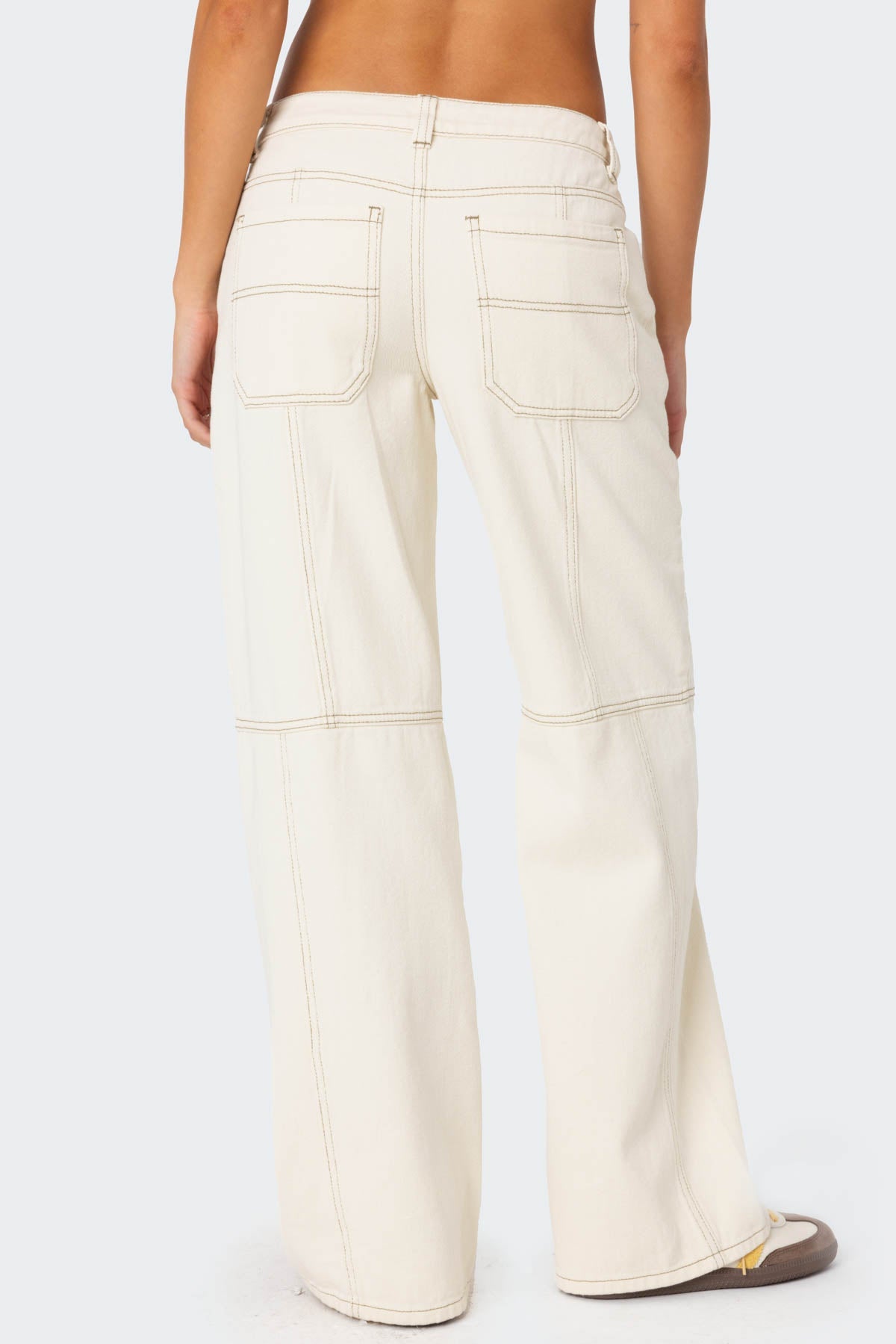 Contrast Stitch Low Rise Jeans - Image 5