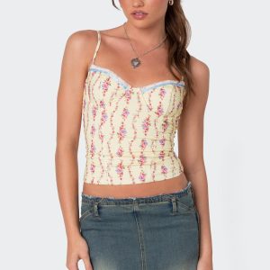 Indira Printed Cupped Lace Up Corset