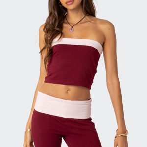 Contrast Fold Over Tube Top