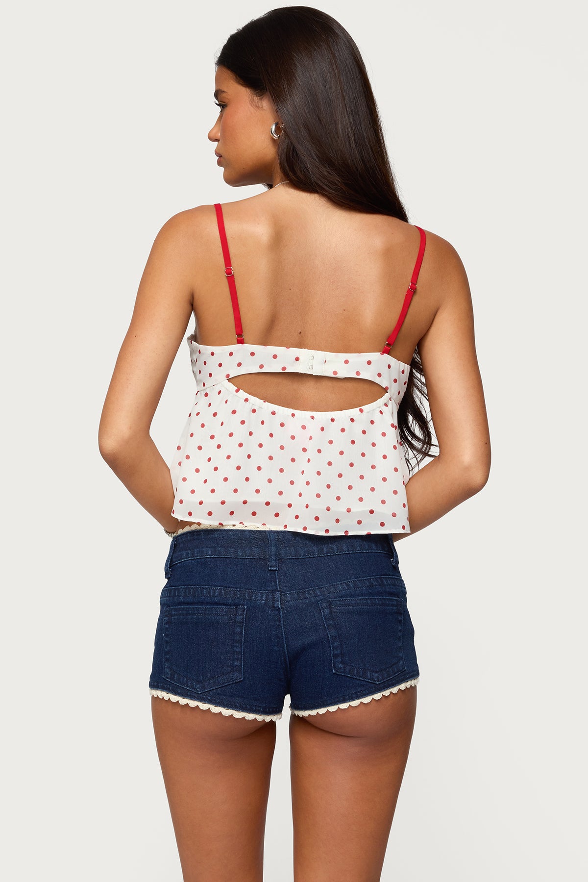 Contrast Polka Dot Cupped Chiffon Top - Image 5