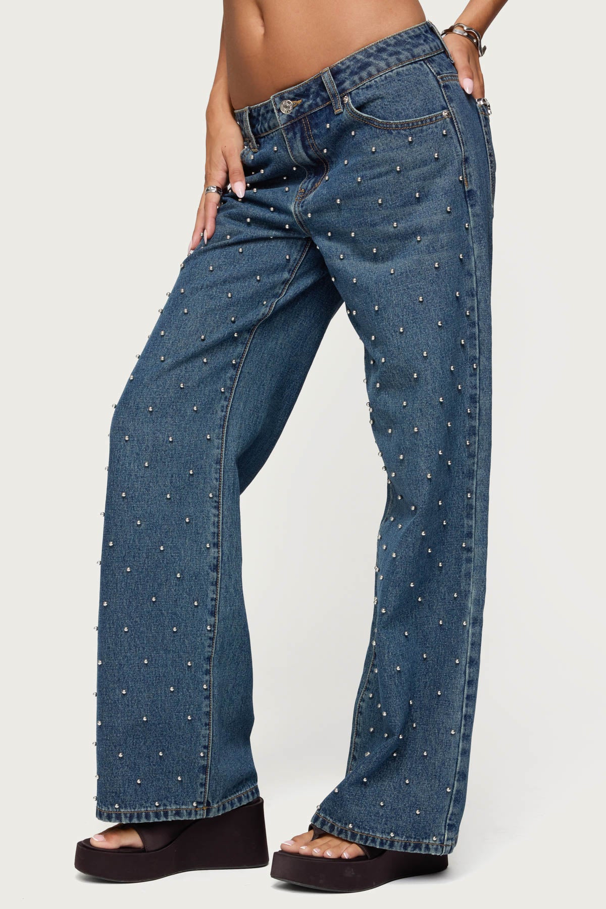 Esmay Studded Low Rise Jeans - Image 4