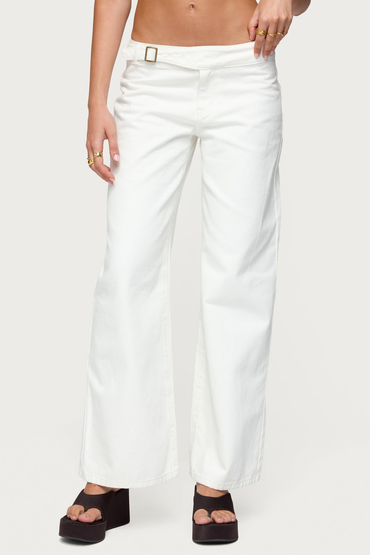 Buckle Low Rise Straight Leg Pants - Image 2