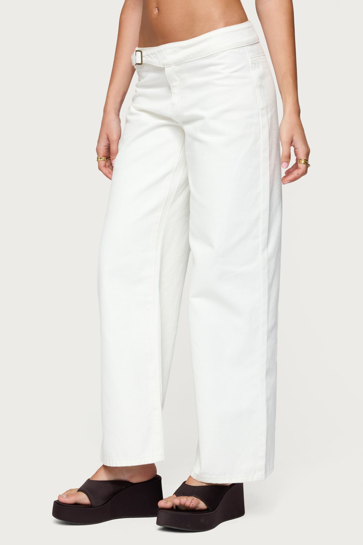 Buckle Low Rise Straight Leg Pants - Image 3