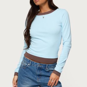 Contrast Layered Look Long Sleeve T Shirt