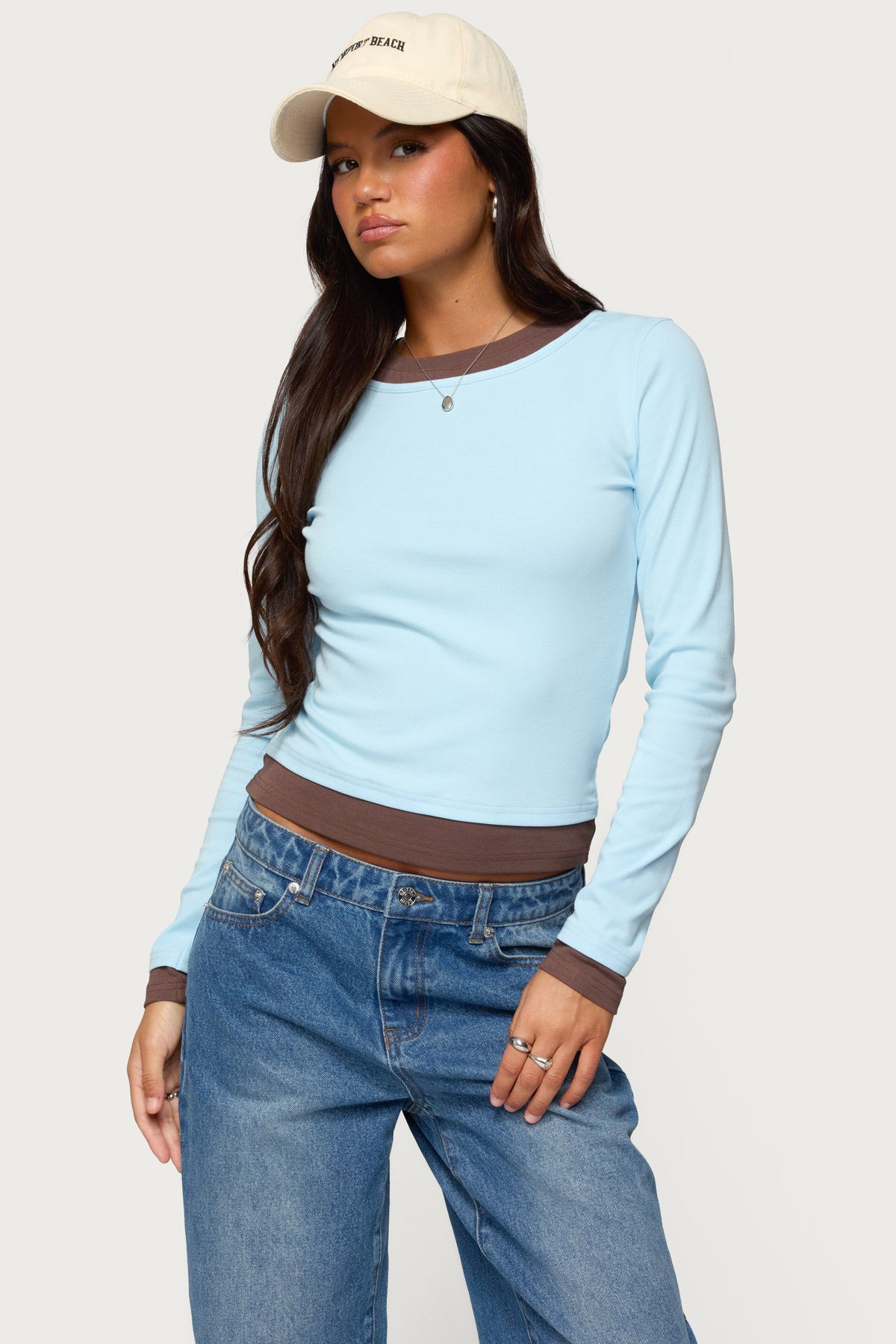 Contrast Layered Look Long Sleeve T Shirt