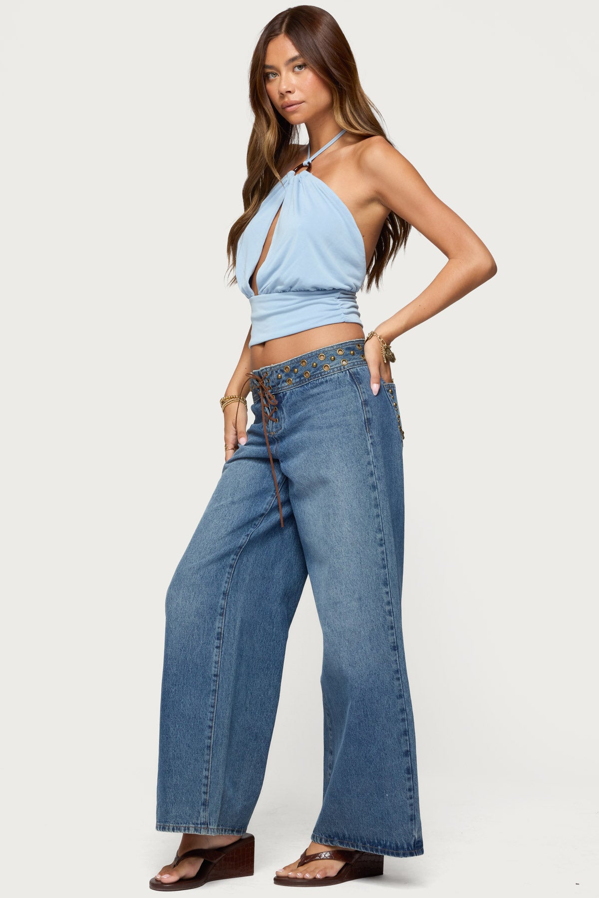 Khalia Backless Cut Out Halter Top - Image 4