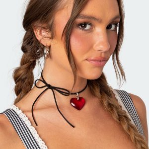 Heart Pendant Tie Choker