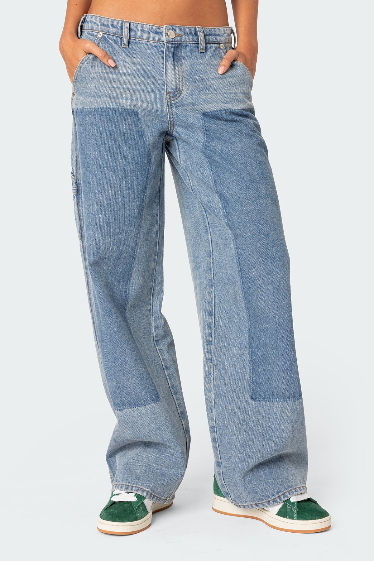 Faded Wash Low Rise Carpenter Jeans - Image 3