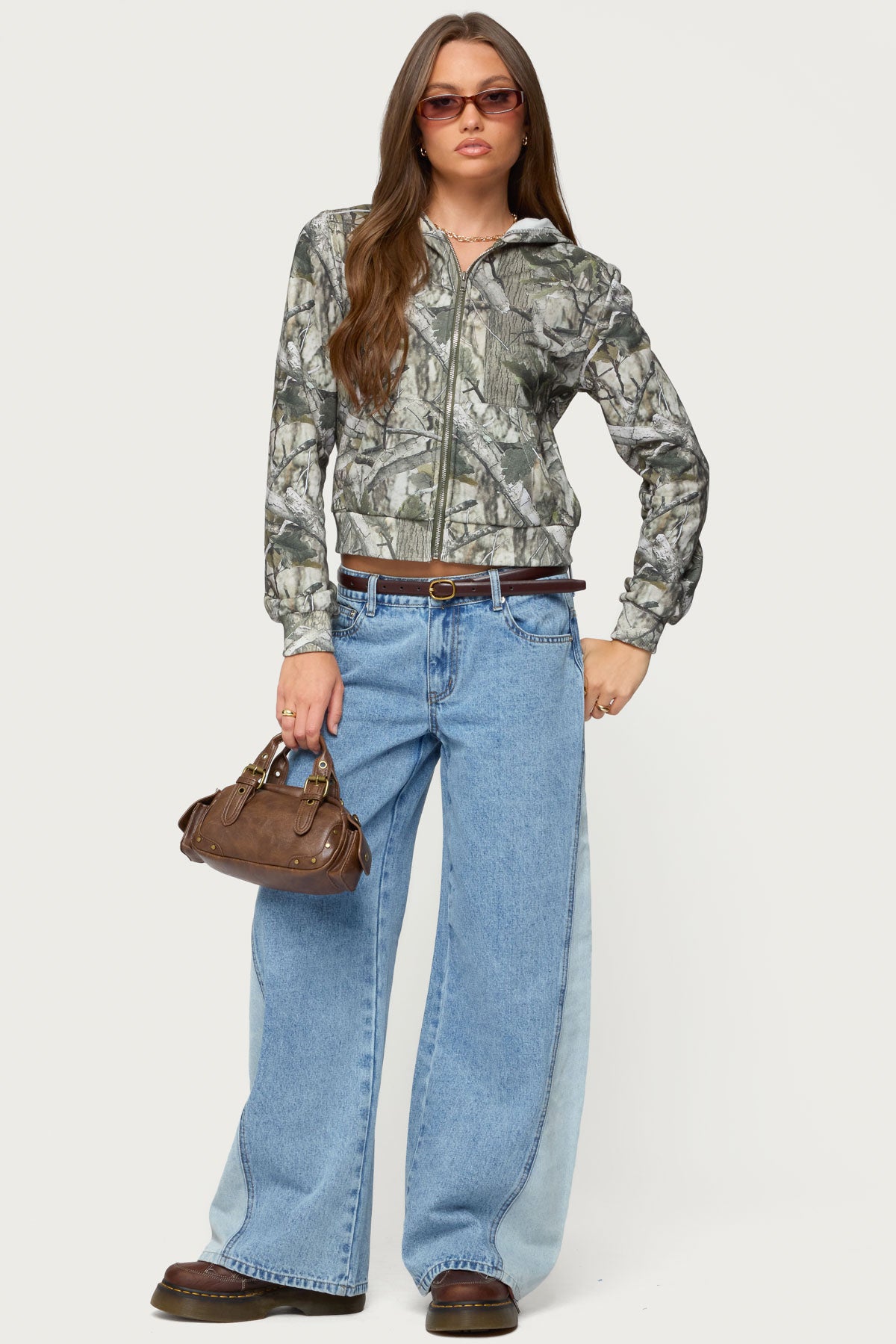 Genna Contrast Panel Low Rise Jeans