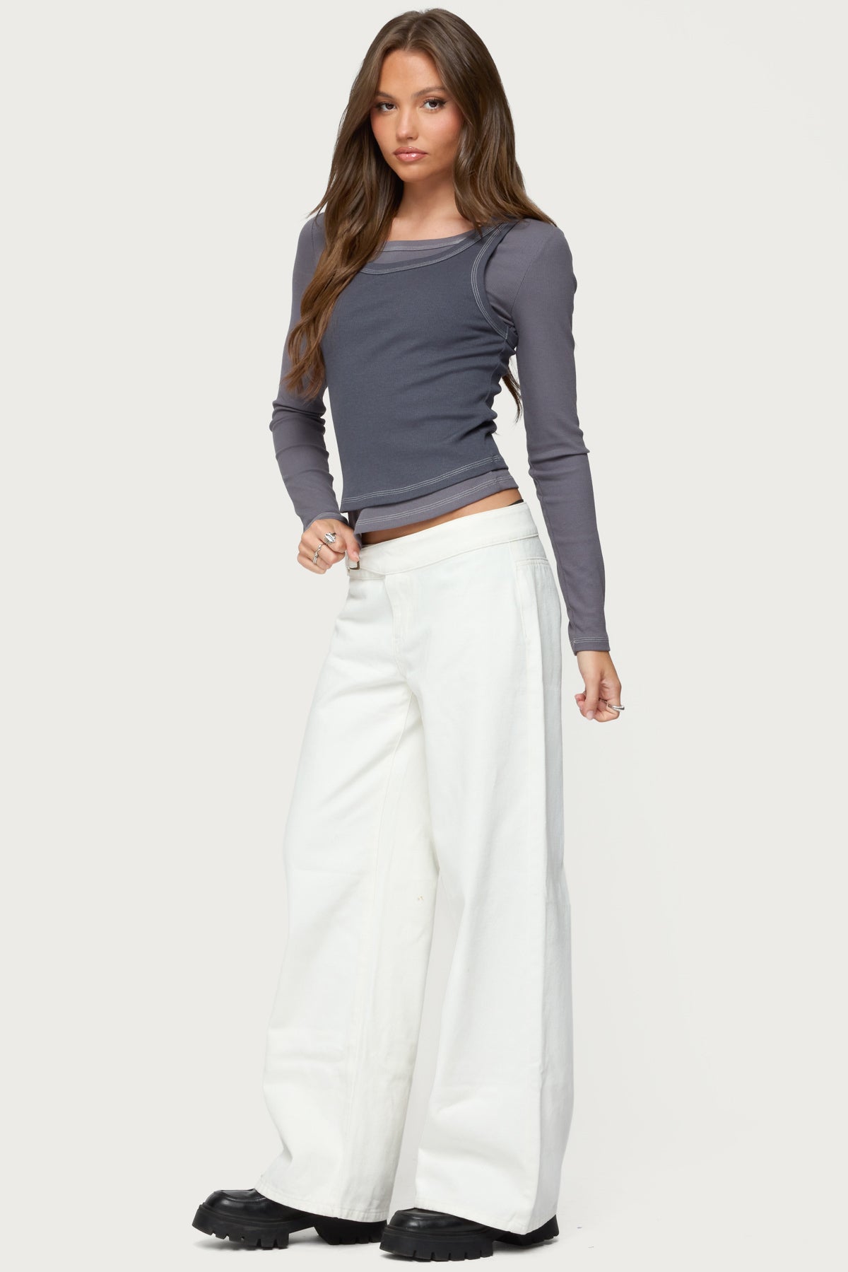 Zane Contrast Layered Long Sleeve Top - Image 4