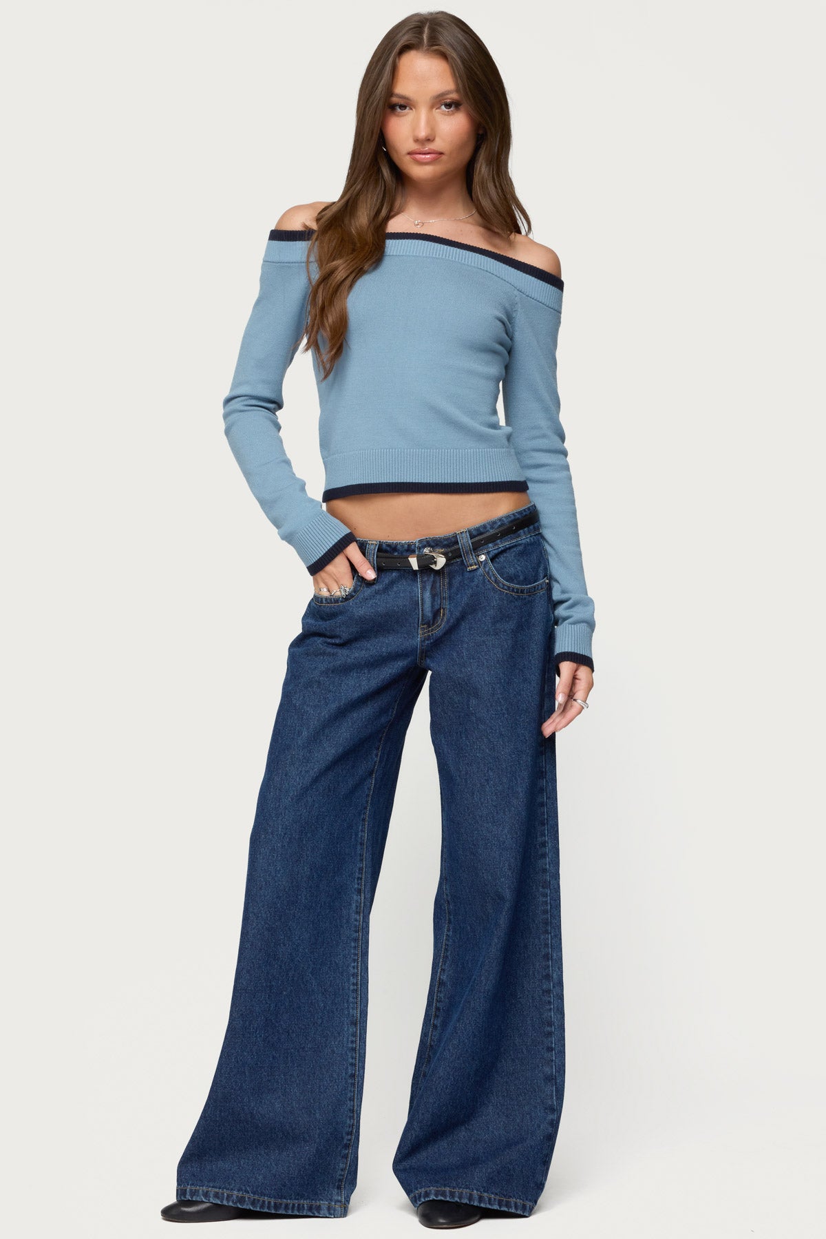 Kezzie Contrast Off Shoulder Knit Top - Image 5